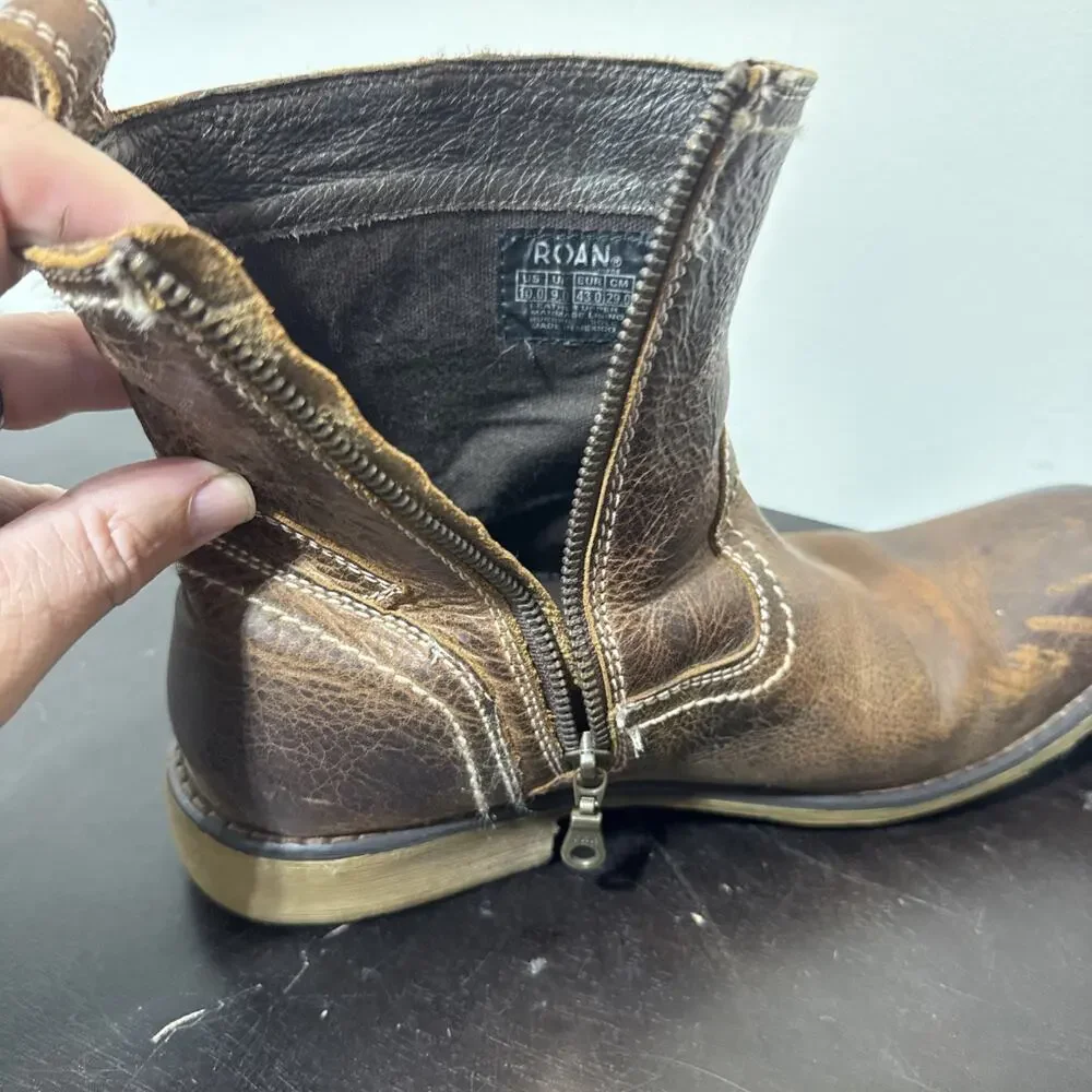 Men’s Roan Sz 10 Leather Crown Greenland Zip Up Boot Distressed‎